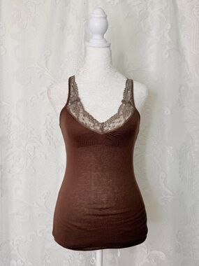Hollister Brown Lace-Trim Camisole